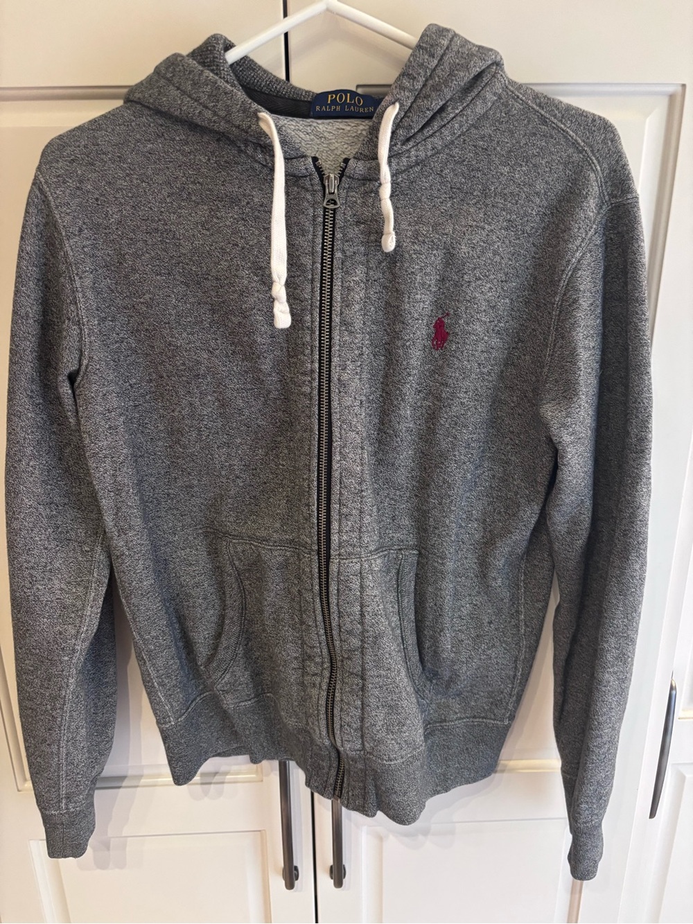 Polo by Ralph Lauren Gray Zip-Up Hoodie with Pink Pony mens small